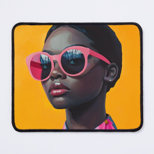 Item preview, Confident Woman Portrait with Bright Pink Sunglasses designed and sold by daila70.
