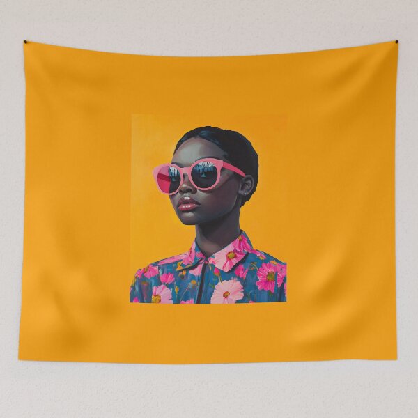 Item preview, Confident Woman Portrait with Bright Pink Sunglasses designed and sold by daila70.