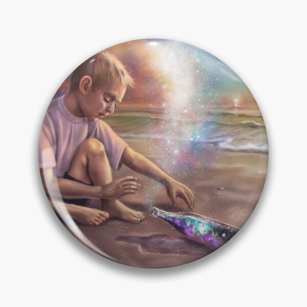 Item preview, The Message - Boy Discovering Galaxy in Bottle (Surreal Fantasy Art) designed and sold by Fantasy Illustrations & Fan Art.