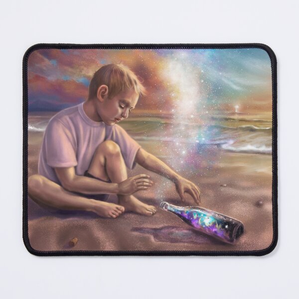 Item preview, The Message - Boy Discovering Galaxy in Bottle (Surreal Fantasy Art) designed and sold by Fantasy Illustrations & Fan Art.