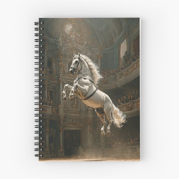 Item preview, A dramatic scene of a Lipizzaner horse performing a levade in an ancient, candle-lit arena Horses in Motion designed and sold by CDC40.