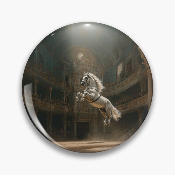 Item preview, A dramatic scene of a Lipizzaner horse performing a levade in an ancient, candle-lit arena Horses in Motion designed and sold by CDC40.