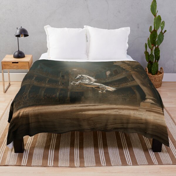Item preview, A dramatic scene of a Lipizzaner horse performing a levade in an ancient, candle-lit arena Horses in Motion designed and sold by CDC40.
