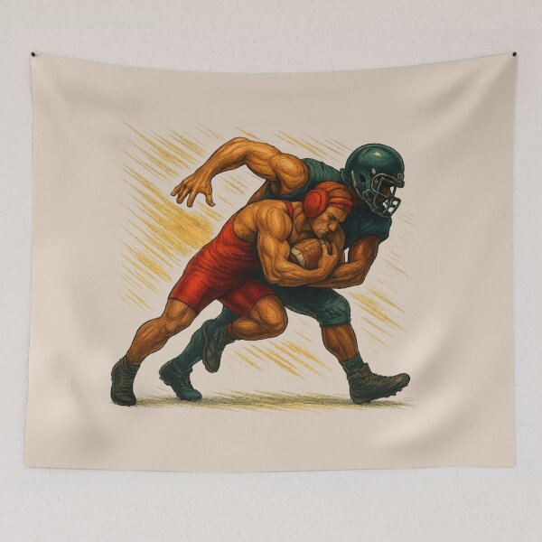 Item preview, Explosive Wrestler Takedown on Football Player designed and sold by I AM BRO.