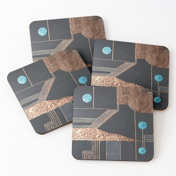 Item preview, Copper & Turquoise Geometric Art designed and sold by NeowallsCo.