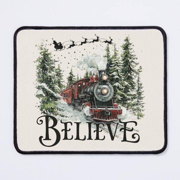 Item preview, Christmas Believe Train – Vintage Holiday Steam Engine Art designed and sold by DesignsByTaina.