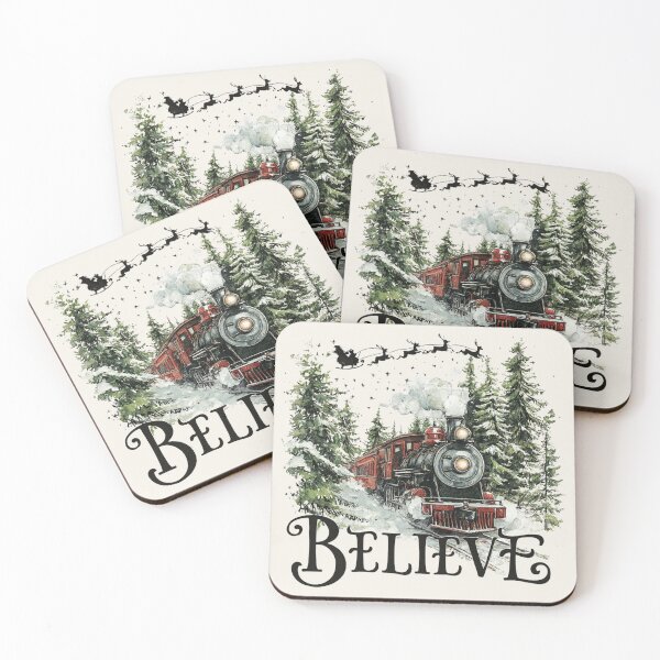 Item preview, Christmas Believe Train – Vintage Holiday Steam Engine Art designed and sold by DesignsByTaina.