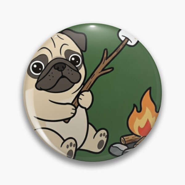 Item preview, Cute Pug Around a Campfire – Cozy Camping Dog Illustration designed and sold by ProperGoodArt.