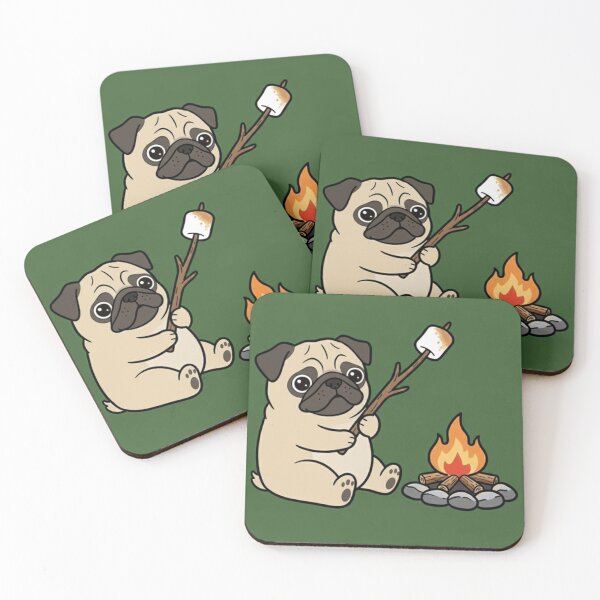 Item preview, Cute Pug Around a Campfire – Cozy Camping Dog Illustration designed and sold by ProperGoodArt.