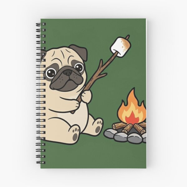 Item preview, Cute Pug Around a Campfire – Cozy Camping Dog Illustration designed and sold by ProperGoodArt.