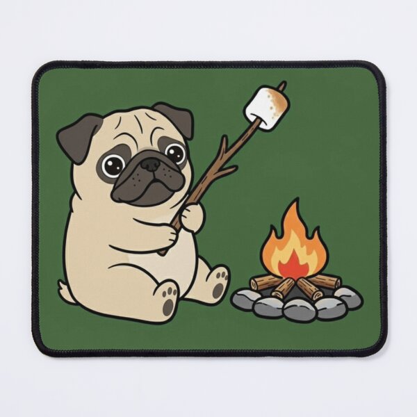 Item preview, Cute Pug Around a Campfire – Cozy Camping Dog Illustration designed and sold by ProperGoodArt.