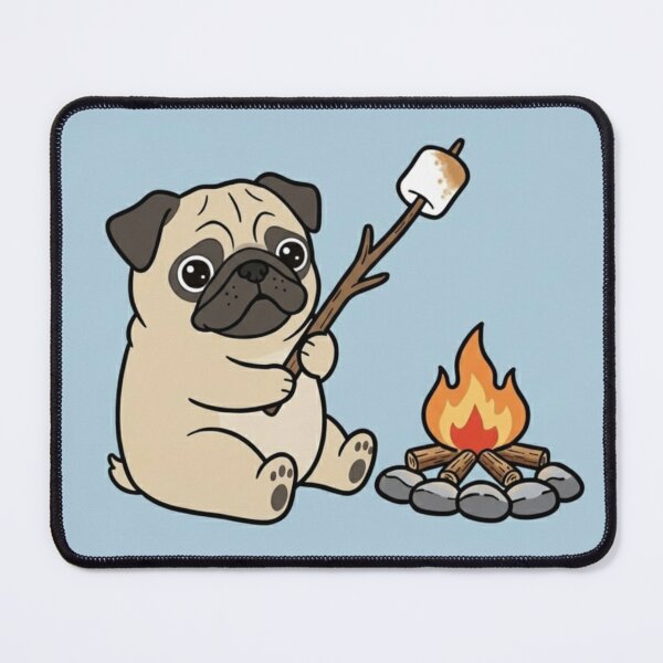 Item preview, Cute Pug Around a Campfire – Cozy Camping Dog Illustration designed and sold by ProperGoodArt.