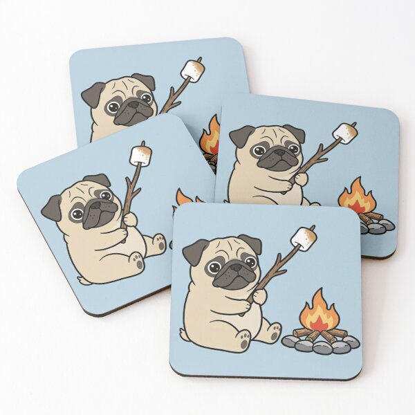 Item preview, Cute Pug Around a Campfire – Cozy Camping Dog Illustration designed and sold by ProperGoodArt.