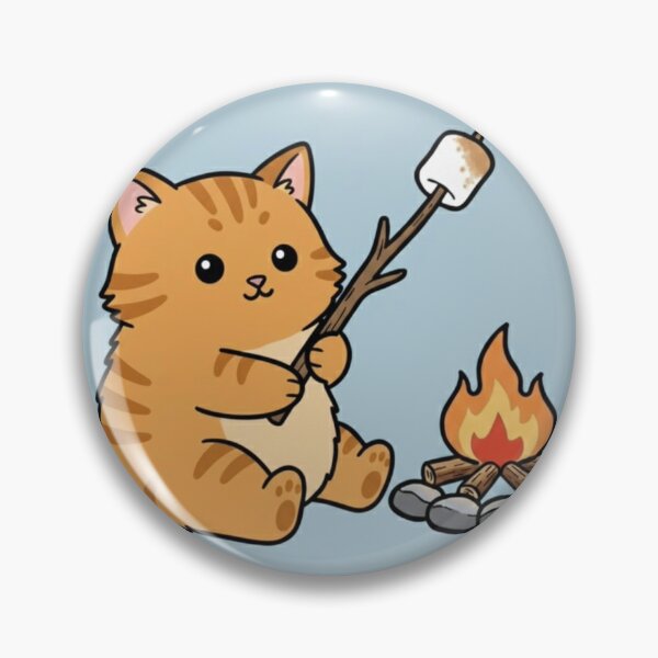 Item preview, Cute Cat Around a Campfire – Cozy Camping Kitty Illustration designed and sold by ProperGoodArt.