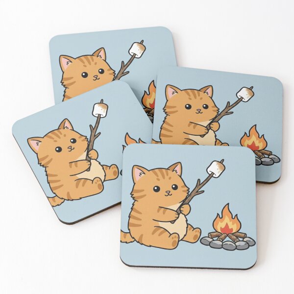 Item preview, Cute Cat Around a Campfire – Cozy Camping Kitty Illustration designed and sold by ProperGoodArt.