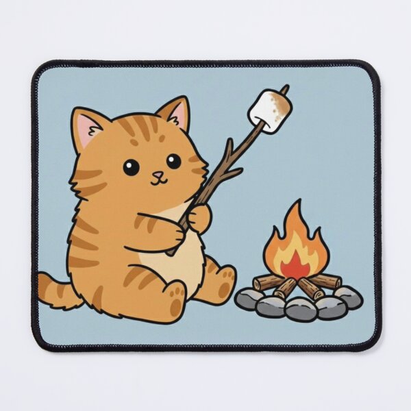 Item preview, Cute Cat Around a Campfire – Cozy Camping Kitty Illustration designed and sold by ProperGoodArt.