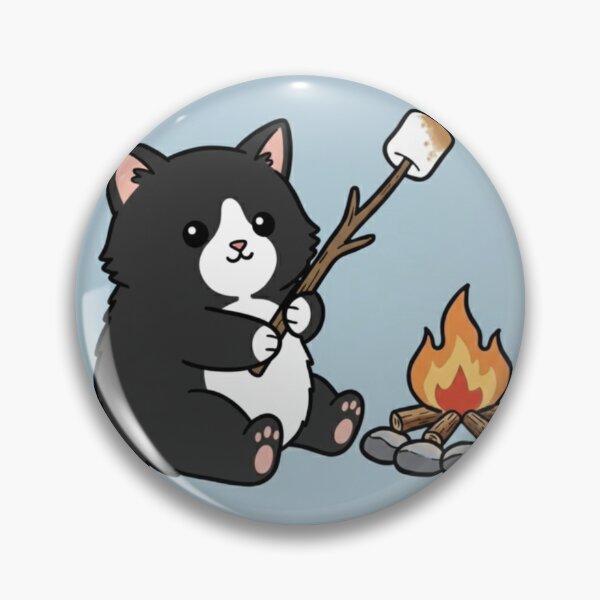 Item preview, Cute Cat Around a Campfire – Cozy Camping Kitty Illustration designed and sold by ProperGoodArt.
