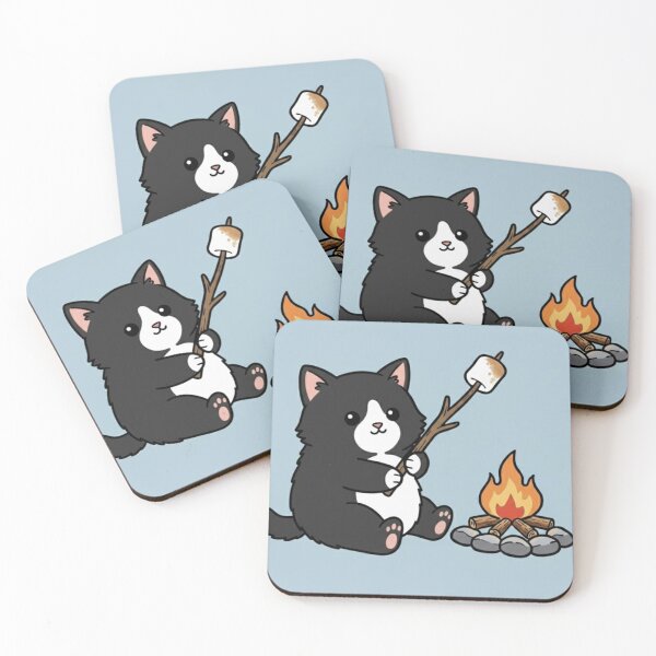 Item preview, Cute Cat Around a Campfire – Cozy Camping Kitty Illustration designed and sold by ProperGoodArt.