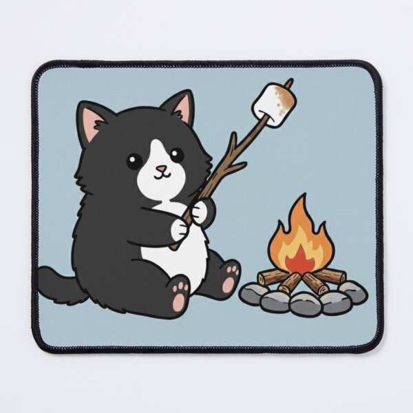 Item preview, Cute Cat Around a Campfire – Cozy Camping Kitty Illustration designed and sold by ProperGoodArt.