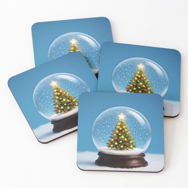 Item preview, Snow Globe with Christmas Tree and Lights – Bright Blue Holiday Scene designed and sold by EmeraldeaDesign.