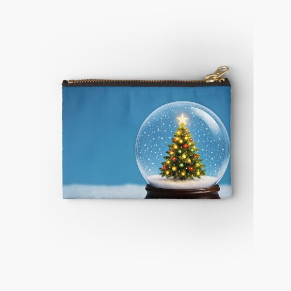 Item preview, Snow Globe with Christmas Tree and Lights – Bright Blue Holiday Scene designed and sold by EmeraldeaDesign.