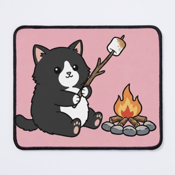 Item preview, Cute Cat Around a Campfire – Cozy Camping Kitty Illustration designed and sold by ProperGoodArt.