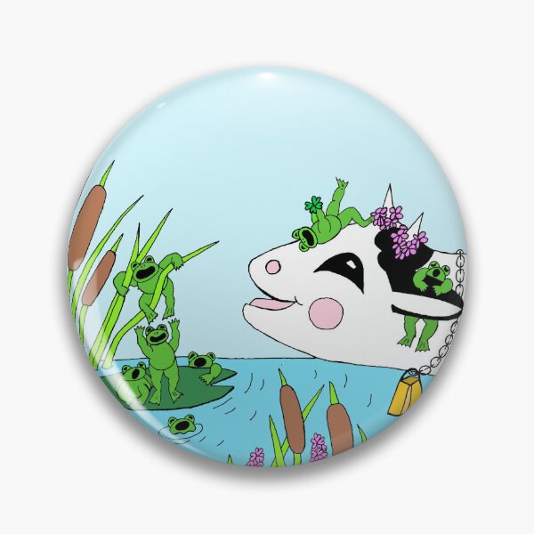 Item preview, A Chorus of Frogs Singing with a Happy Cow designed and sold by JoyousArt4u.