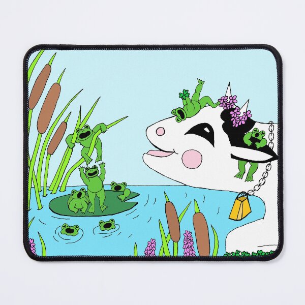 Item preview, A Chorus of Frogs Singing with a Happy Cow designed and sold by JoyousArt4u.