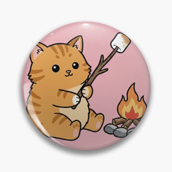Item preview, Cute Cat Around a Campfire – Cozy Camping Kitty Illustration designed and sold by ProperGoodArt.
