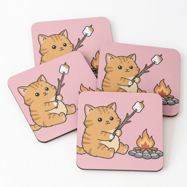 Item preview, Cute Cat Around a Campfire – Cozy Camping Kitty Illustration designed and sold by ProperGoodArt.