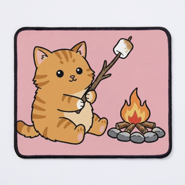 Item preview, Cute Cat Around a Campfire – Cozy Camping Kitty Illustration designed and sold by ProperGoodArt.