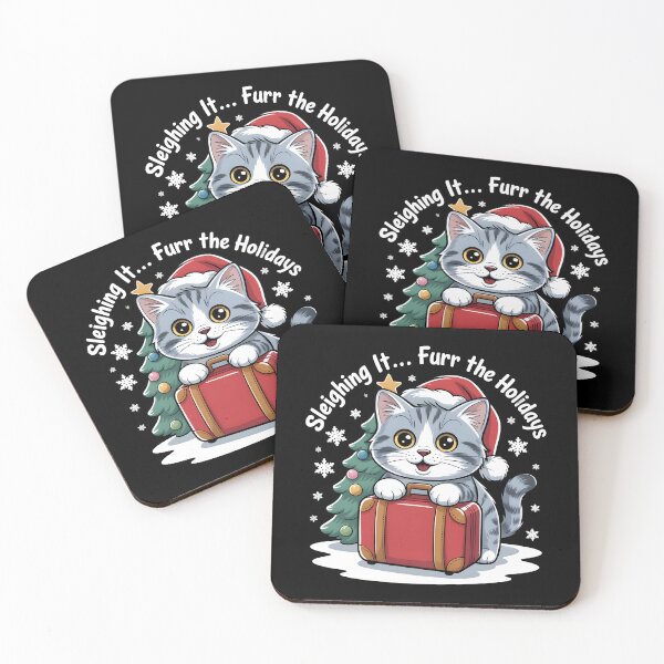 Item preview, Christmas Cat - Sleighing It… Furr the Holidays designed and sold by HAPPYinPIECES.