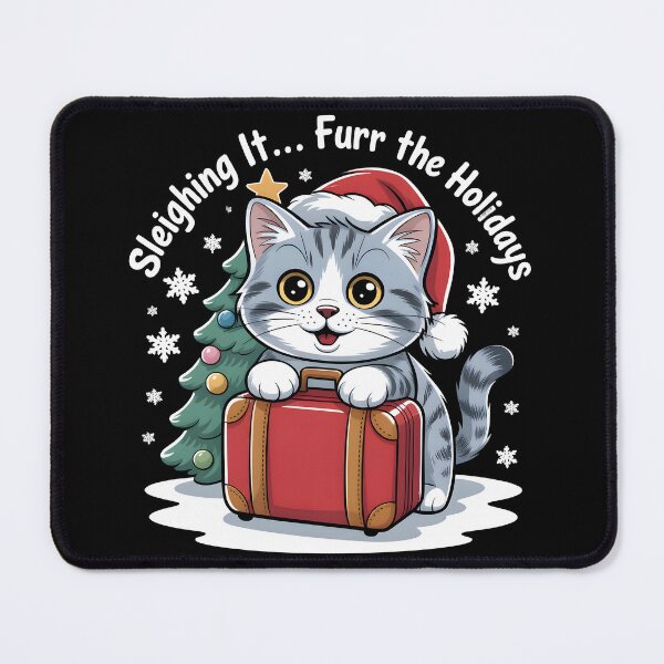 Item preview, Christmas Cat - Sleighing It… Furr the Holidays designed and sold by HAPPYinPIECES.