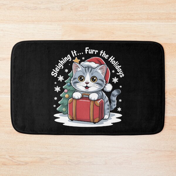 Item preview, Christmas Cat - Sleighing It… Furr the Holidays designed and sold by HAPPYinPIECES.