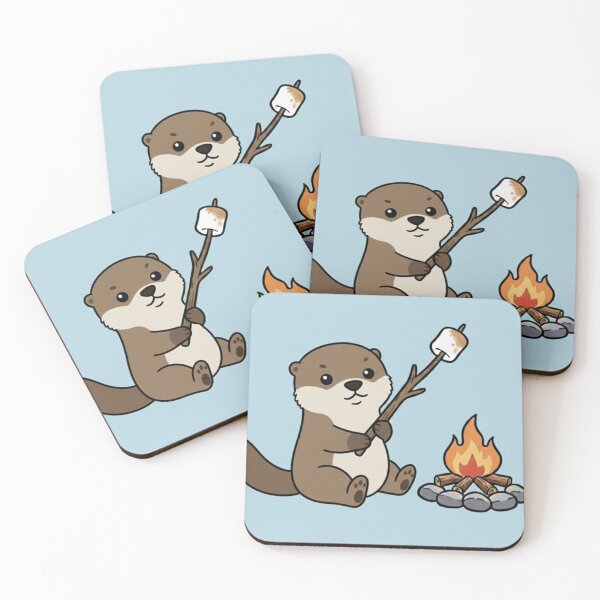 Item preview, Cute Otter Around a Campfire – Cozy Camping Animal Illustration designed and sold by ProperGoodArt.