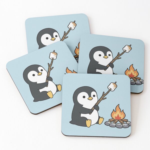 Item preview, Cute Penguin Around a Campfire – Cozy Camping Animal Illustration designed and sold by ProperGoodArt.