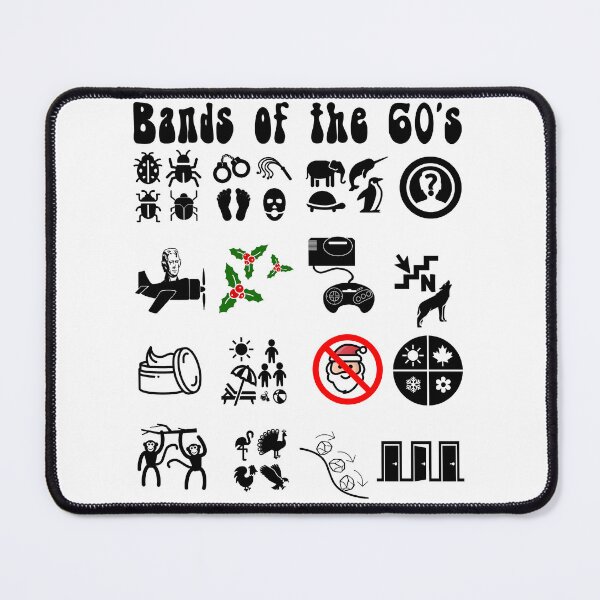 Item preview, Funny Nerdy Iconic Rock Bands of the 60s Black Text designed and sold by MathWare MathClips.