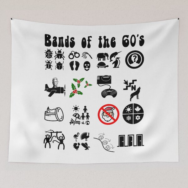 Item preview, Funny Nerdy Iconic Rock Bands of the 60s Black Text designed and sold by MathWare MathClips.