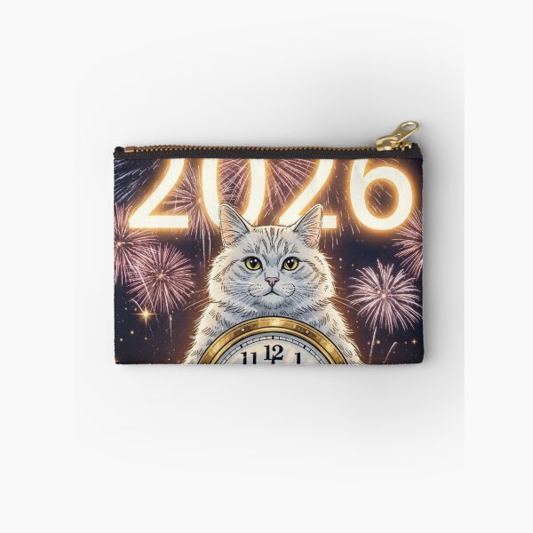 Item preview, Cat with New Year Clock designed and sold by PetJoyPrintsCO.