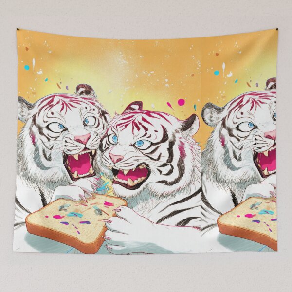 Item preview, Party Tigers Fighting Over Toast – Artistic Illustration designed and sold by TreatLLC.