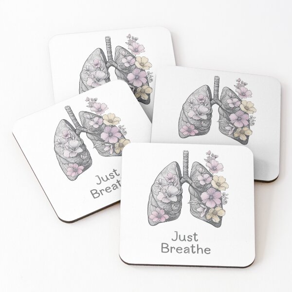 Item preview, Just Breathe • Floral Lungs Line-Art Mental Health Tee designed and sold by emmisdesigns25.