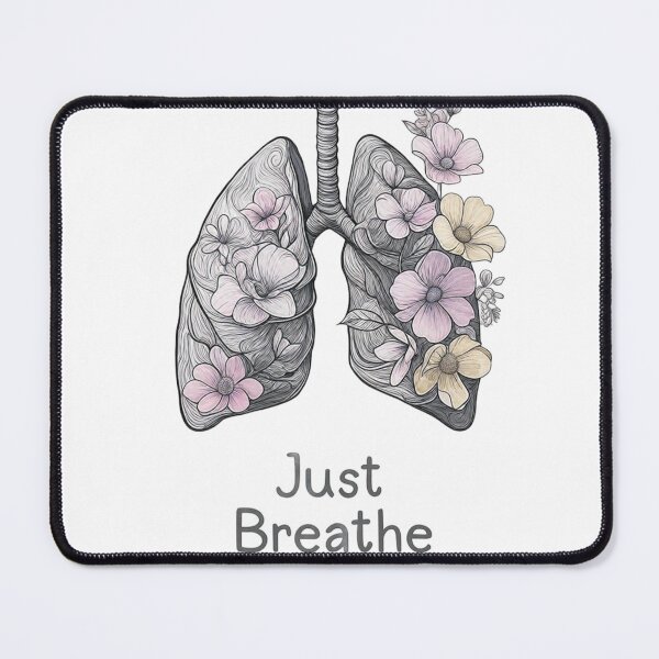 Item preview, Just Breathe • Floral Lungs Line-Art Mental Health Tee designed and sold by emmisdesigns25.