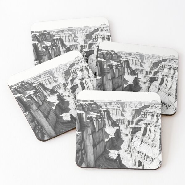 Item preview, Black and White Grand Canyon Drawing - Dramatic Landscape Art designed and sold by EllDAV777.