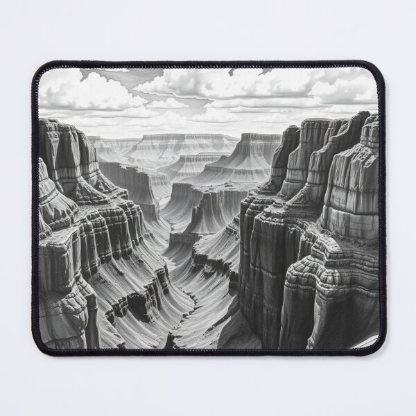Item preview, Grand Canyon Pencil Drawing - Black and White Art Print designed and sold by EllDAV777.