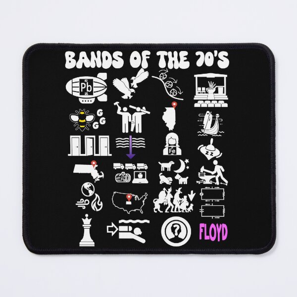 Item preview, Funny Nerdy Iconic Rock Bands of the 70s White Text designed and sold by MathWare MathClips.