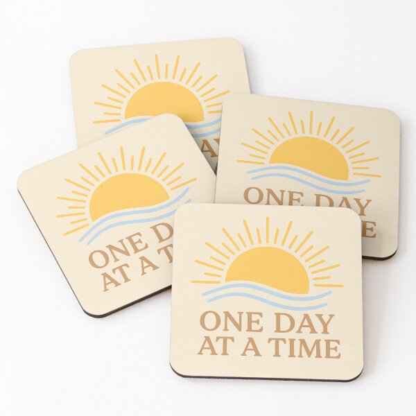 Item preview, One Day at a Time – Minimalist Rising Sun & Waves Inspirational Design designed and sold by HooptownRV.