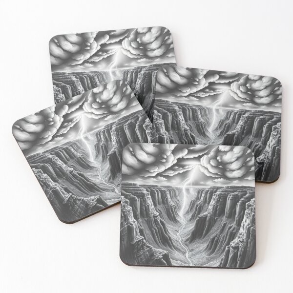 Item preview, Black and White Lightning Strike Grand Canyon Art Print designed and sold by EllDAV777.