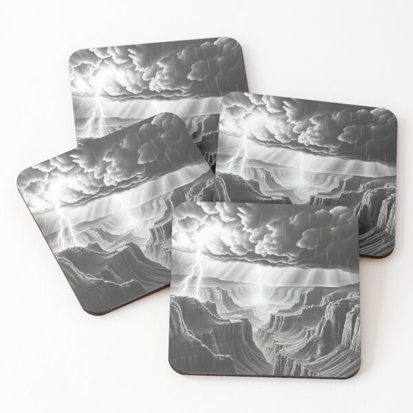 Item preview, Grand Canyon Monsoon Storm - Epic Black & White Drawing designed and sold by EllDAV777.