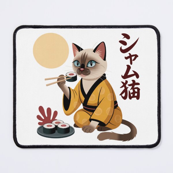 Item preview, Siamese Cat Eating Sushi Kimono Kawaii Japanese designed and sold by chattsuede.