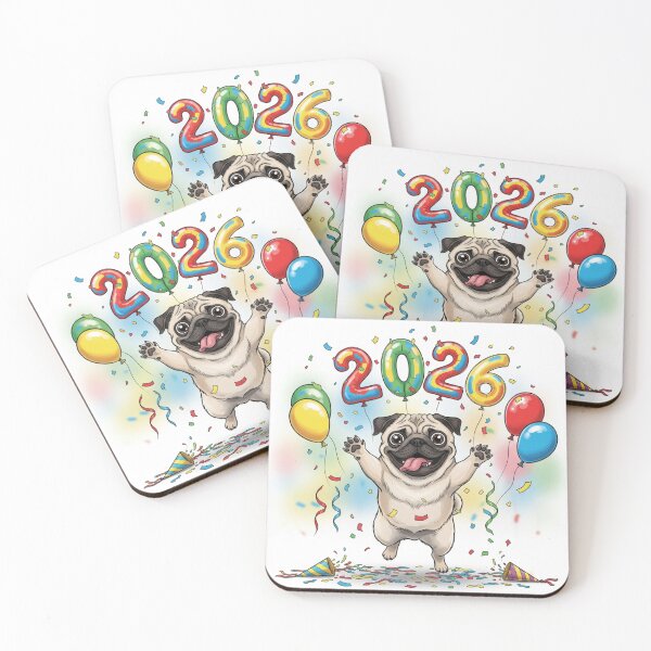 Item preview, Pug in Confetti Party 2026 designed and sold by PetJoyPrintsCO.